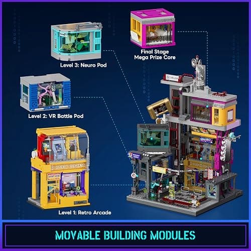 Lumibricks Cyberpunk Game Stack Lighting-Building-Bricks Set - Cyberpunk Neon City Future Gaming Room Street View Collection LED Light Model Set 2580 Pcs for Adults and Sci-fi Lovers thumbnail 4