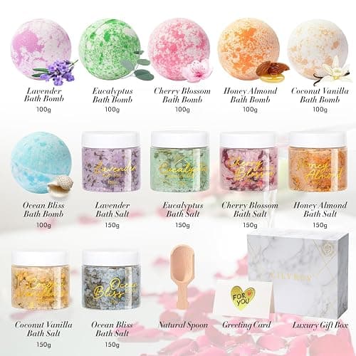 Christmas Gifts for Women - 15 Pcs Luxury Spa Gift Set Bath and Body Gift Set for Mom & Dad | Perfect Mothers Day Gifts, Birthday Gifts with 6 x 150g Bath Salt & 6 x 100g Bath Bomb thumbnail 3