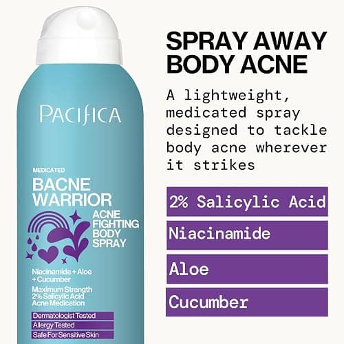 Pacifica Bacne Warrior - Bacne Salicylic Acid Spray, Back Acne Treatment Spray with 2% Salicylic Acid, Niacinamide, and Aloe, Body Acne Warrior for Body, Chest, and Back, Dermatologist Tested- 6 Fl Oz thumbnail 8