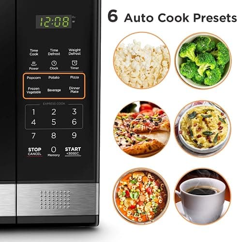 BLACK+DECKER EM031MB11 Digital Microwave Oven with Turntable Push-Button Door, Child Safety Lock, 1000W, 1.1cu.ft, Black & Stainless Steel, 1.1 Cu.ft thumbnail 2