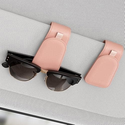 ❤️ ❤️ Sotfamily Sunglass Holder for Car Visor, Suede Cloth Magnetic Sunglass Organizer for Car Accessories, 2 Packs, Pink - Image 1