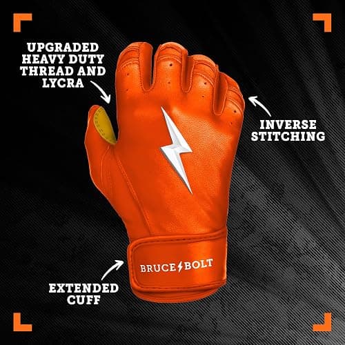 BRUCE BOLT Original Series Short Cuff Batting Gloves - Multiple Colors - Adult & Youth Sizes thumbnail 2