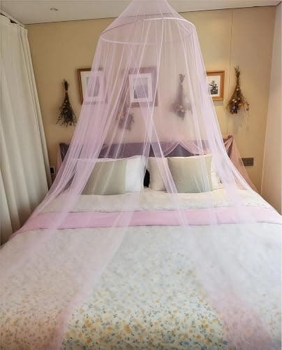 LionLively Pink Bed Canopy for Girls,Kids Princess Round Dome Bed Curtain, Dreamy Mosquito Netting for Girls, Bedroom Accessories, Ceiling Tent thumbnail 8