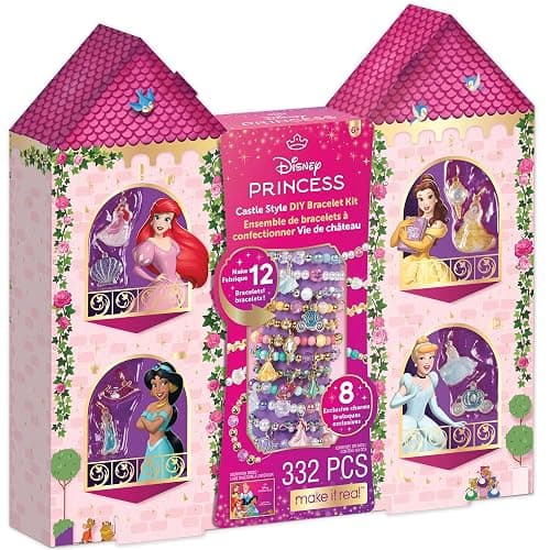 Make It Real: Disney Princess: Castle Style DIY Bracelet Kit - 332 pcs Jewelry Set, Create 12 Bracelets, 8 Exclusive Charms, Girls & Kids Ages 6+ - Image 1