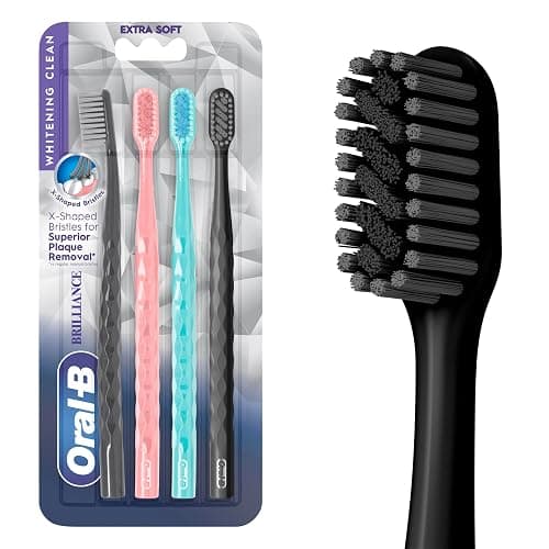 Oral-B 3D White Brilliance toothbrushes, 4 Count Toothbrush Extra Soft, Tough on Plaque, Gentle on Gums, whitening Tooth Brush - Image 1