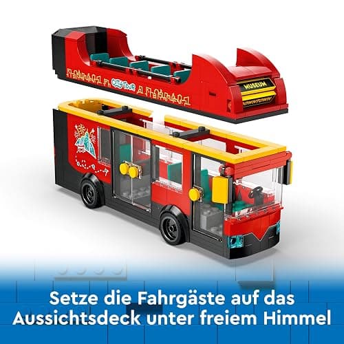LEGO City Doppeldeckerbus, Doppeldecker Spielzeug-Bus, Fahrzeug-Spielset für Mädchen und Jungen ab 7 Jahren, enthält 5 Figuren, darunter auch EIN Baby im Kinderwagen 60407 thumbnail 5