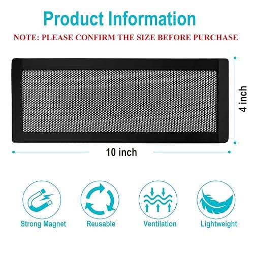Magnetic Vent Covers for Home Floor 4Pack, Upgrated 4x10 Inch Strong Magnet PVC Floor Register Cover, Air Vent Screen Trap for Wall Ceiling Floor, AC Vent Mesh Screen Debris Hair Filters thumbnail 2