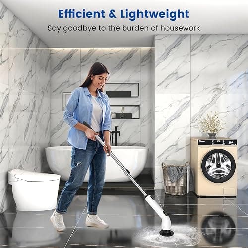 Keimi Electric Spin Scrubber, Full-Body IPX7 Waterproof Cordless Shower Scrubber with 4 Replaceable Heads, Upgraded Extension Handle, 2H Work Time, 2 Speeds for Bathroom Shower Tile Glass thumbnail 4