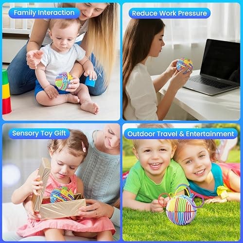 Keculf Upgraded 3D Sensory Activity Ball With 25 Strings, Diy Push Peel Sensory Activity Board, Sensory Fidget Toys for Autism Adhd Kids Adults Calming Stress, Travel-Friendly Toys Stress Relief Gifts thumbnail 7