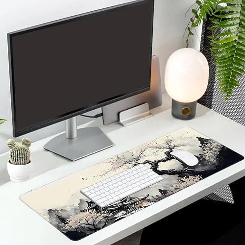Long Gaming Mouse Pad Extended Anime Large Desk Pad with Non-Slip Base Full Keyboard Mat with Stitched Edges for Gaming and Office 31.5 x 11.8 inches (Wash Painting) thumbnail 8