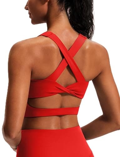 Sports Bras for Women Criss-Cross Back Padded Workout Tank Tops Medium Support Crop Tops for Women thumbnail 2