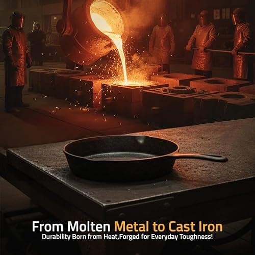 Utopia Kitchen Cast iron Skillets 3 Piece Set, Chefs Pan, Pre Seasoned Cast iron Skillets, 6, 8 & 10 Inches, Easy Use in the Oven, Stove, Grill, or Campfire, Black thumbnail 7