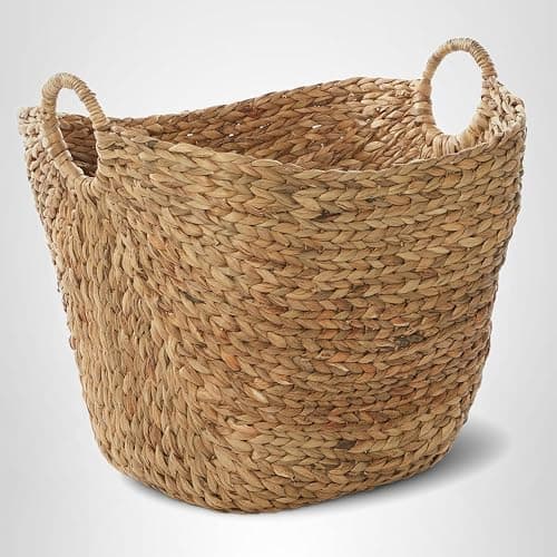 Deco 79 Seagrass Handmade Decorative and Functional Storage Basket Large Woven Basket Organizer with Ring Metal Handles, Basket for Storage 21" x 17" x 19", Brown thumbnail 13