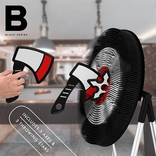 Black Series Axe Throwing Target Set, Includes 3 Axes & Bristle Target, Lightweight Plastic Axes with Blunted Edges, Safe for Indoor & Outdoor Use, Fun Party Activity Game thumbnail 4