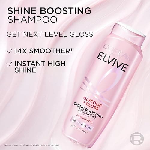 L'Oreal Paris Elvive Glycolic + Gloss Shine Boosting Shampoo and Conditioner Set, Cleanses and Smooths Dull, Porous Hair Into High-Shine, Glossy Hair, 1 Kit thumbnail 4
