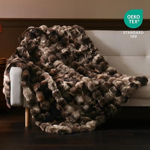 BENVWE Fluffy Faux Fur Throw Blanket for Couch, Soft Plush Thick Cozy Fuzzy Luxury Minky Bubble Blanket for Home Living Room Decor Gift for Women, Tie-dye Coffee, 60" x 80", 1100GSM | Soft, Cozy, Fluffy, Plush, Thick, Fuzzy, Luxury, for Couch, for Home Living Room Decor, Gift for Women thumbnail 2