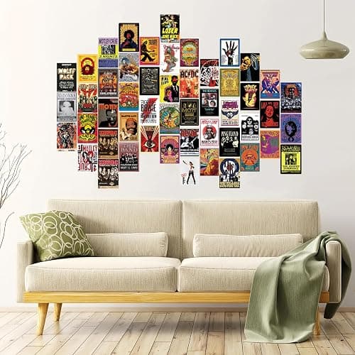 YUZHEDM Musik Poster 50 Blätter 4,6 X 6,5 cm, Retro Poster mit Selbstklebender Rückseite,Vintage Aesthetic Geeignet Für Schlafsäle, Wohnzimmer, Arbeitszimmer, Flure thumbnail 2