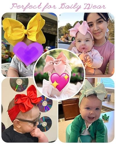 doboi 20pcs Baby Girls Bows Headbands Nylon Hairbands Ribbon Bow Elastic Hair Accessories for Newborns Infants Toddlers and Kids thumbnail 6