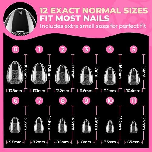 UNA GELLA Extra Short Almond Nail Tips Full Cover 504PCS Gel Nail Tips Short Almond Shaped Nails Tips Soft Gelly Gel Clear Fake Nails Tip for Acrylic Nail Tip Soak Off Home DIY Salon Nails 12 Sizes thumbnail 9