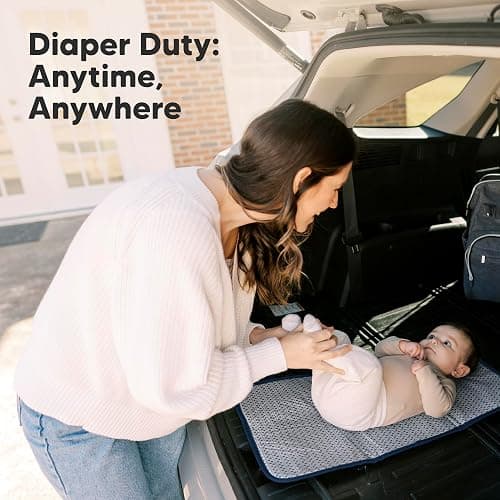 KeaBabies Portable Diaper Changing Pad, Easy Wipe Clean - Foldable Waterproof Baby Changing Mat for Diaper Bag, Compact, Lightweight, 25x13 Newborn, Infant, Baby Changer Travel Essential (Navy Blue) thumbnail 8