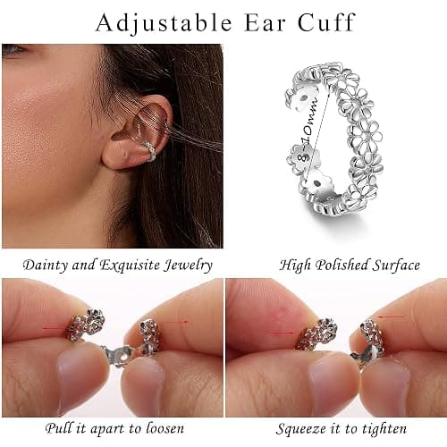 Florideco Ear Cuff Earrings Set for Women Adjustable Fake Earring Cuffs Non Piercing Earring Set Ear Jewelry Set thumbnail 2