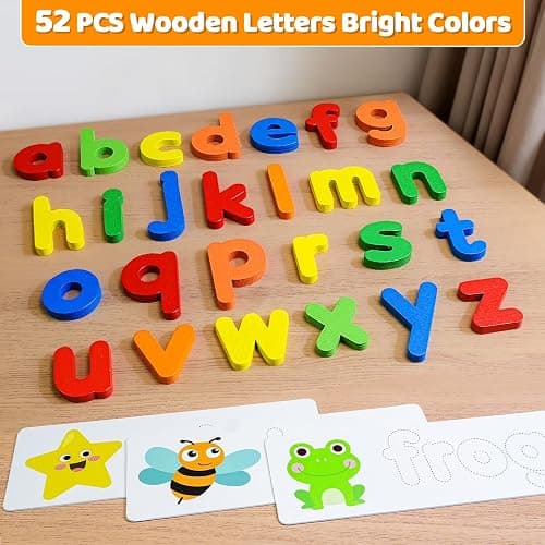 BEESTECH Alphabet ABC Learning Educational Toys for 3 4 5 Years Old Boys Girls, Wooden Puzzle Flash Cards Preschool Activity Letter Matching Games for Kids Toddlers thumbnail 5
