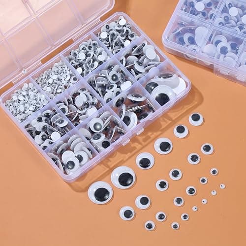 Bflaae 764pcs Black Wiggle Googly Eyes Self Adhesive, 4mm 6mm 8mm 10mm 12mm 15mm 20mm Large and Small Googly Eyes for Crafts thumbnail 7