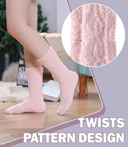 LANLEO Fuzzy Socks for Women Soft Cozy Fluffy Slipper Winter Warm Microfiber Plush Sleeping Socks thumbnail 4