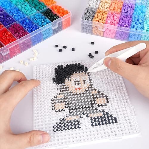 Artkal Fuse Beads Kit 9600 Pieces 5mm Melty Beads Kit, with 100 Patterns 4 Pegboards 2 Tweezers 2 Ironing Paper, Compatible Perler and Hama Beads thumbnail 2