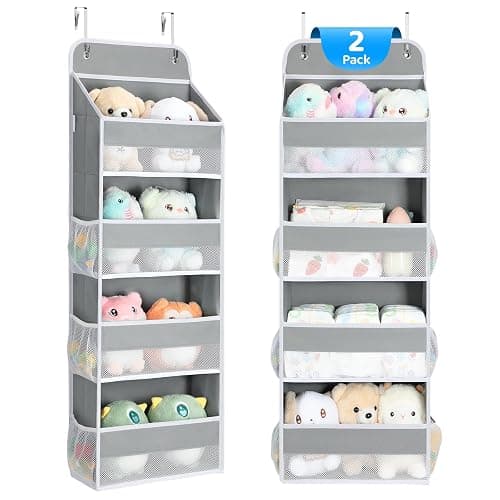Yecaye 4 Shelf Bathroom Organizers and Storage, 35.2lbs Load Closet Door Organizer Hanging, Swing-proof Hanging Over the Door Organizer for Nursery Newborn Baby Essential (2 Pack) - Image 1