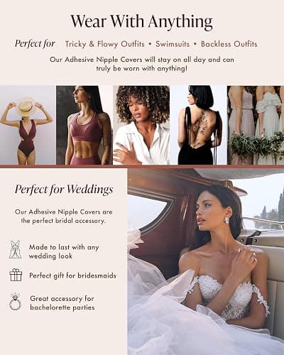 Bare Babe Reusable Silicone Nipple Covers - Waterproof, Nude, 4 Shades - Sticky Breast Stickers for Strapless Dress thumbnail 6