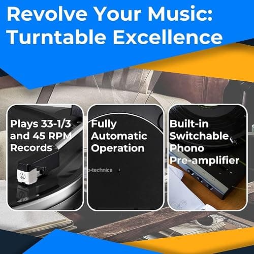 Audio-Technica AT-LP60X-BK Fully Automatic Belt-Drive Stereo Turntable Bundle with Eris 3.5 Monitors and Vinyl Cleaning Kit thumbnail 4