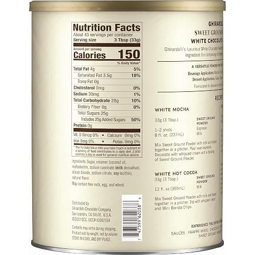 Ghirardelli Sweet Ground White Chocolate Flavor Powder, 3.12 lbs. thumbnail 2