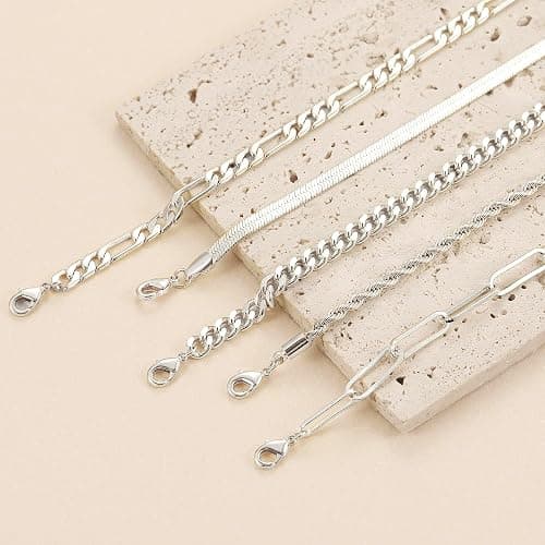 DEARMAY Gold Bracelets for Women Waterproof, 14K Gold Plated Jewelry Sets Trendy Thin Dainty Stackable Cuban Link Paperclip Chain Bracelet Pack Fashion Accessories Gifts for Womens thumbnail 5