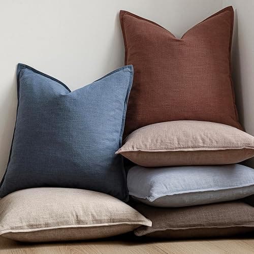 Foindtower Decorative Linen Lumbar Throw Pillow Covers 12x20 Inch Sky Blue | Pack of 2 Boho Farmhouse Pillowcase,Accent Neutral Solid Cushion Covers,Morden Home Decor for Couch Sofa Bedroom Living Room thumbnail 6