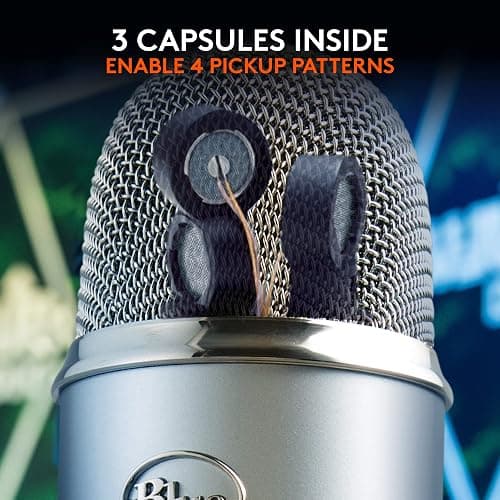Logitech Creators Blue Yeti USB Microphone for Gaming, Streaming, Podcast, YouTube, Discord, PC, Studio Sound, Plug & Play-Silver thumbnail 6
