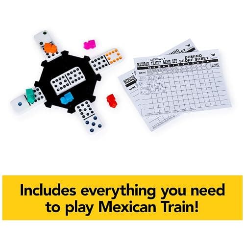 Spin Master Games Mexican Train Dominoes Set in Metal Case Classic Game thumbnail 5