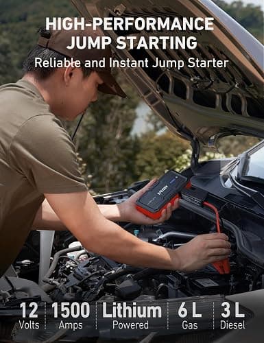 AstroAI S8 Car Battery Jump Starter, Car Jumper Starter Battery Pack for Up to 6.0L Gas & 3.0L Diesel Engines, 12V Portable Jump Box with 3 Modes Flashlight and Jumper Cable (Red) thumbnail 2