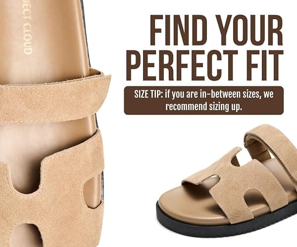 Project Cloud 100% Genuine Leather Sandals for Women Footwear - Stylish Womens Sandals with Plush & Soft Insole - Non-Slip and Water-Resistant Beach Sandals Slides for Women (Mayvy) thumbnail 5