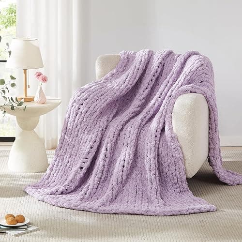 L'AGRATY Chunky Knit Blanket Throw - Soft Chenille Yarn Throw Blanket 50x60: Handmade Thick Cable Knit Crochet Blanket - Large Knit Blanket Chunky Rope Knot Throw Blanket for Couch Sofa Bed Home Decor thumbnail 7