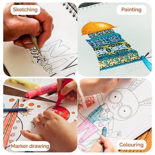 iTrend A4 Artist Sketch Book - Spiral Sketchbook - White Cartridge Art Drawing Paper - A4 60 Pages Sketch Pad - 140GSM Cartridge Paper - 21 x 29.5cm thumbnail 3
