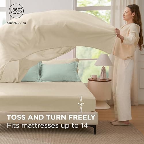 Bedsure Full Size Comforter Set - 7 Pieces Sage Green Full Bedding Set for All Seasons, Boho Contrasting Design Bed in a Bag with Comforter, Sheets, Pillowcases & Shams thumbnail 6