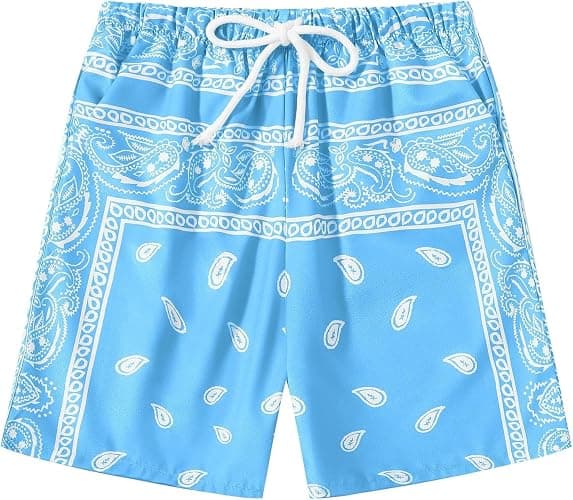 Eymitory Boy's Summer Boho Paisley Print Shorts Casual Kids Drawstring High Waisted Graphic Shorts with Pocket thumbnail 6