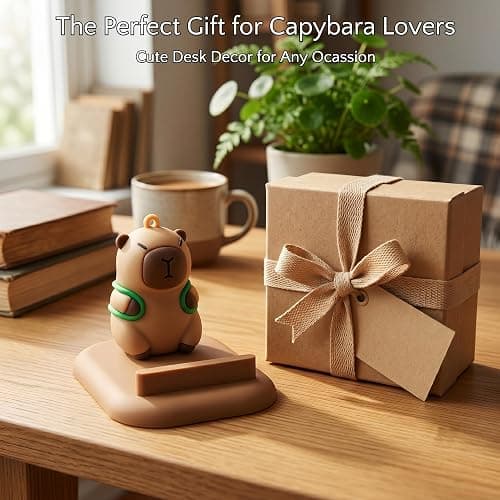 HomeCozi Capybara Phone Stand (Turtle Backpack) - Sturdy Universal Holder for Smartphones, iPhone & Android - Cute Animal Desk Accessory, Novelty Kawaii Decor Gift for Capybara Lovers thumbnail 6