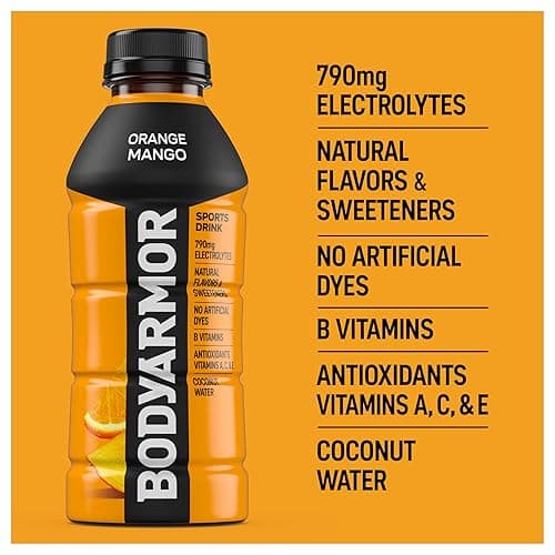 BODYARMOR Sports Drink Sports Beverage, Orange Mango, Coconut Water Hydration, Natural Flavors With Vitamins, Potassium-Packed Electrolytes, Perfect For Athletes, 16 Fl Oz (Pack of 12) - Orange Mango - 16 Ounce (Pack of 12) thumbnail 6