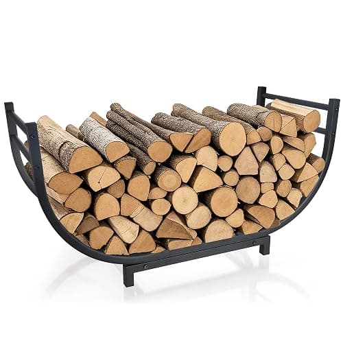 facka Curved Firewood Rack, 30 Inch Indoor Outdoor Log Firewood Holder, Metal Fireplace Wood Storage, Waterproof & Rustproof - Image 1