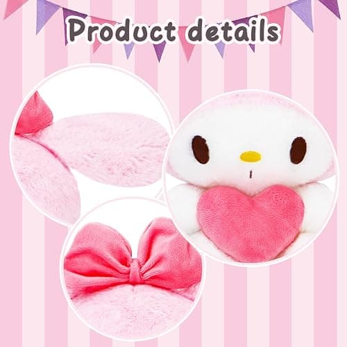 COAQAC 8-inch Kawaii Heart-Shaped Plush Pillow - Soft Cartoon Stuffed Plush Toy, Perfect for Boys and Girls' Birthdays, Holidays, Anniversaries, and Party Gifts (Pink-B) thumbnail 6