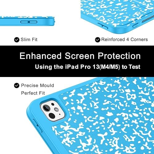 Soke Case for New iPad Pro 13 Inch (M5/M4, 2025/2024 Release), with Pencil Holder Trifold Stand Shockproof [Support Apple Pencil Charging + Auto Wake/Sleep], Soft TPU Back Cover, Book Blue thumbnail 6