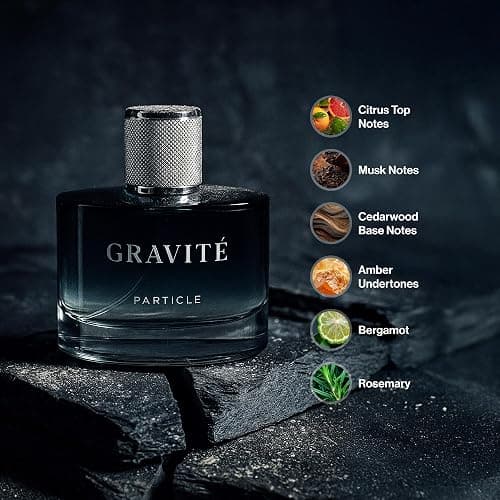 Particle Gravité Cologne Spray for Men, Long Lasting Fresh Scent, Men's Perfume Woody Citrus Fragrance, Notes of Pepper, Rosemary, Grapefruit, Cedar, Cashmere & Musk, 3.38 FL OZ Bottle thumbnail 5