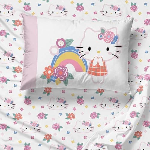 Jay Franco Hello Kitty Twin Size Comforter Set - 4 Piece Floral Bedding Includes Sheet Set, Pillow Covers & Bonus Duffle Bag - Super Soft Bedding thumbnail 7